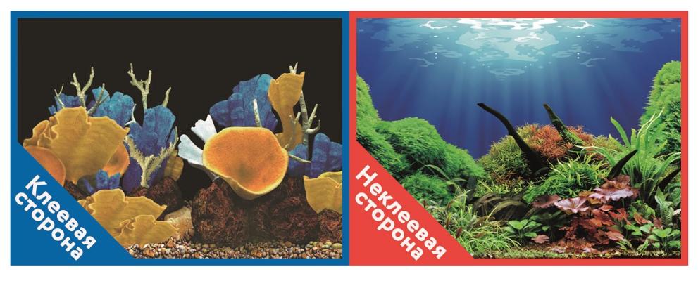Фон для аквариума Prime самоклеющийся Морские кораллы/Подводный мир 30x60см